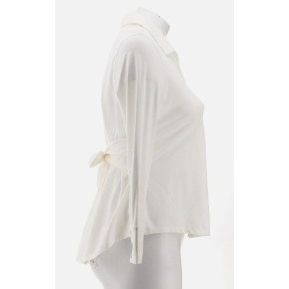 WynneLayers Button-Front Tie Waist Resolution Shirt 781-186 White Medium - Picture 2 of 5